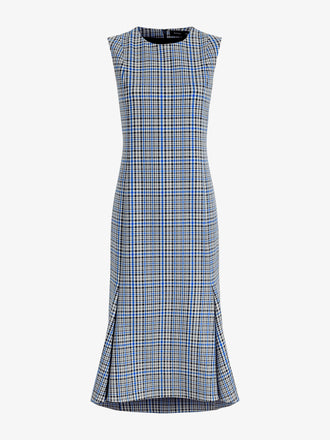 Proenza Schouler Still Life image of Bruna Dress in Plaid Wool Nylon in Blue Multi