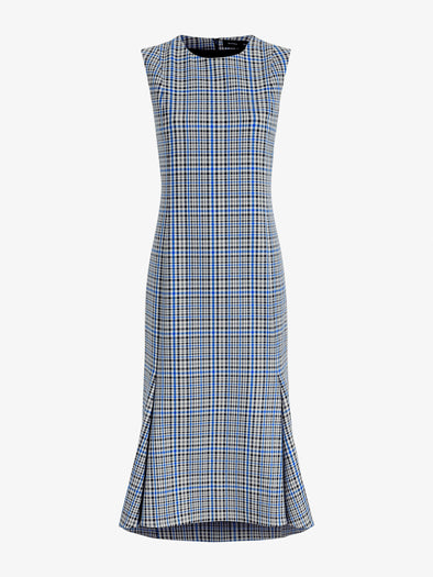 Proenza Schouler Still Life image of Bruna Dress in Plaid Wool Nylon in Blue Multi