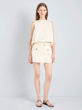 Proenza Schouler On Model Front Image of Bruni Short in Cotton Drill in Marzipan