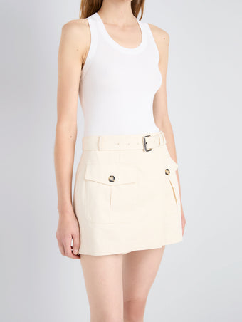 Proenza Schouler Detail Image of the Bruni Short in Cotton Drill in Marzipan