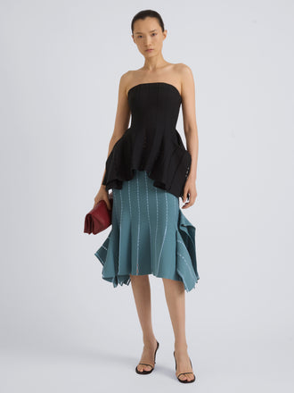 Proenza Schouler Front On Model Image of CALLA TOP IN VISCOSE SILK POINTELLE in Anthracite