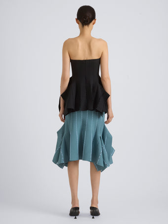 Proenza Schouler Back On Model Image of CALLA TOP IN VISCOSE SILK POINTELLE in Anthracite