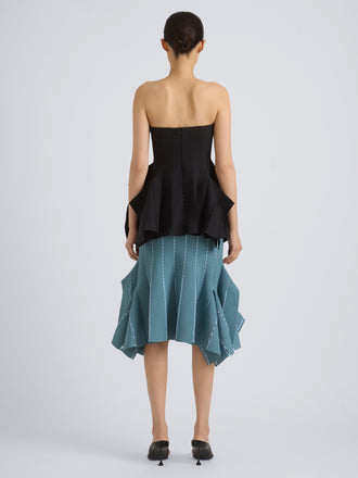 Proenza Schouler Back On Model Image of CALLA TOP IN VISCOSE SILK POINTELLE in Anthracite