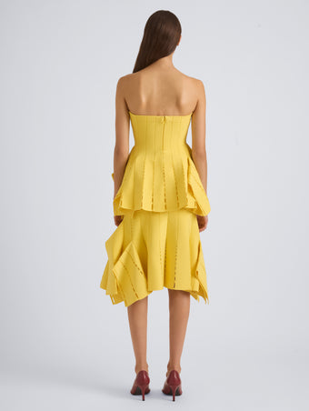 Proenza Schouler Back on Model Image of  CALLA SKIRT IN VISCOSE SILK POINTELLE in Chrome Yellow