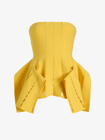 Proenza Schouler Still Life Image of CALLA TOP IN VISCOSE SILK POINTELLE in Chrome Yellow