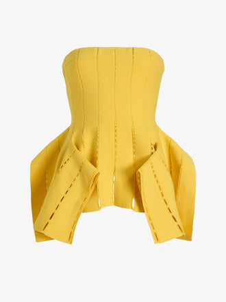 Proenza Schouler Still Life Image of CALLA TOP IN VISCOSE SILK POINTELLE in Chrome Yellow