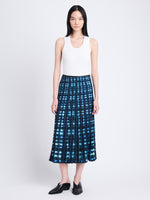Front image of model in Piper Skirt In Ltd Pleatable Crepe in sage multi