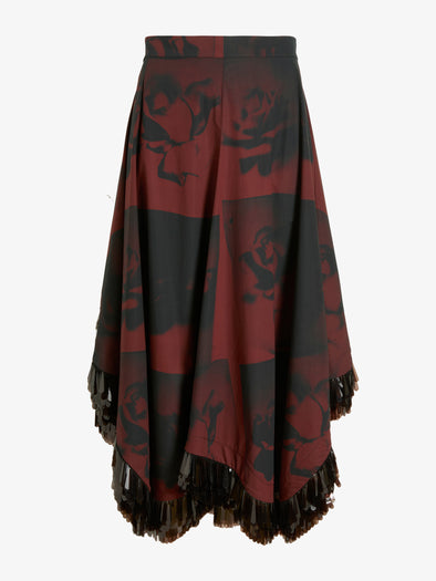 Proenza Schouler Still Life Image of CONSTANZA SKIRT IN PRINTED CLASSIC COTTON SHIRTING in Sienna Multi