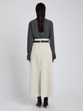 Proenza Schouler Back full length image of model wearing Calder Skirt in Corduroy in Ecru