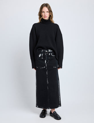 Proenza Schouler front image of model wearing Calder Skirt in BLACK MULTI