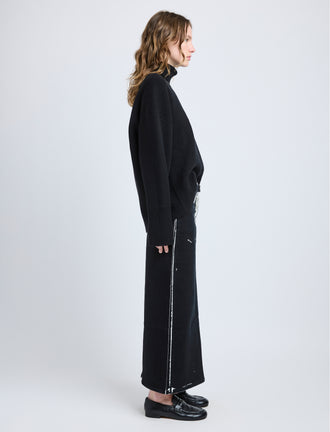 Proenza Schouler side image of model wearing Calder Skirt in BLACK MULTI