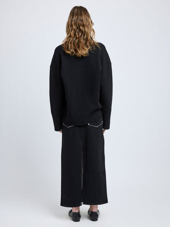 Proenza Schouler back image of model wearing Calder Skirt in BLACK MULTI