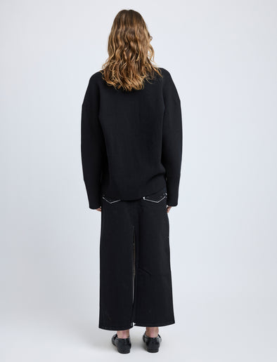 Proenza Schouler back image of model wearing Calder Skirt in BLACK MULTI