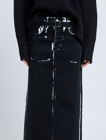 Proenza Schouler detail image of model wearing Calder Skirt in BLACK MULTI