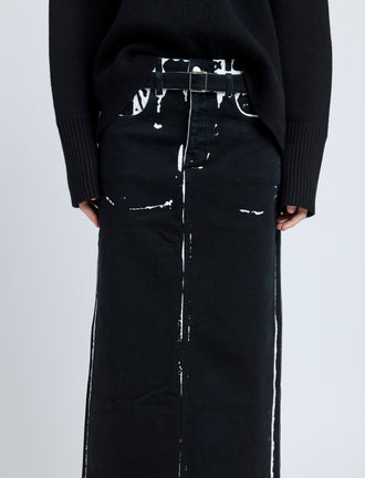 Proenza Schouler detail image of model wearing Calder Skirt in BLACK MULTI