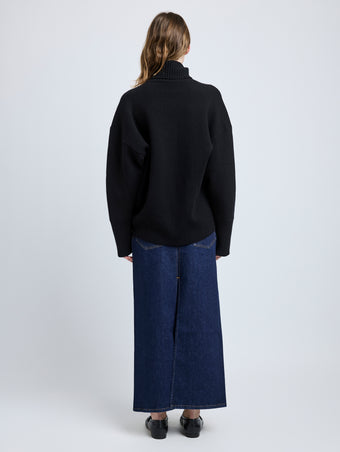 Proenza Schouler back image of model wearing Calder Skirt in INDIGO