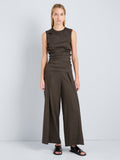 Proenza Schouler Front full length image of model wearing Calla Pant in Linen Slub in Coffee