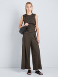 Proenza Schouler Front full length image of model wearing Calla Pant in Linen Slub in Coffee