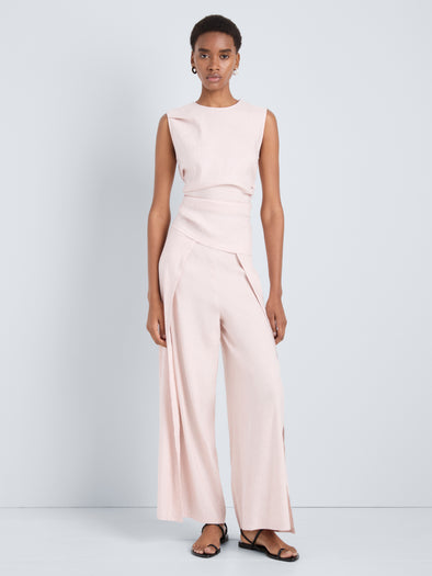 Proenza Schouler Front full length image of model wearing Calla Pant in Linen Slub in Orchid