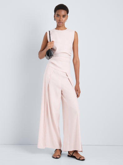 Proenza Schouler Front full length image of model wearing Calla Pant in Linen Slub in Orchid