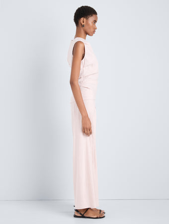 Proenza Schouler Side full length image of model wearing Calla Pant in Linen Slub in Orchid