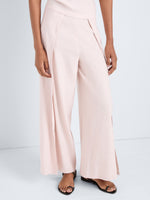 Proenza Schouler Detail image of model wearing Calla Pant in Linen Slub in Orchid