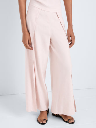 Proenza Schouler Detail image of model wearing Calla Pant in Linen Slub in Orchid