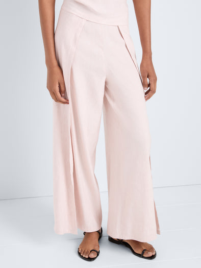 Proenza Schouler Detail image of model wearing Calla Pant in Linen Slub in Orchid
