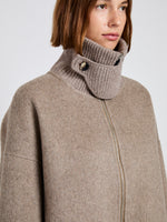 Proenza Schouler detail mage of Carina Jacket in Splittable Wool in walnut melange with collar fastened