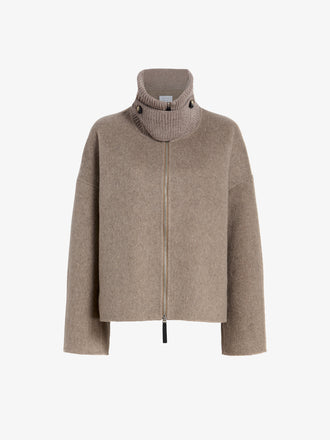 Proenza Schouler still life image of Carina Jacket in Splittable Wool in walnut melange with collar buttoned