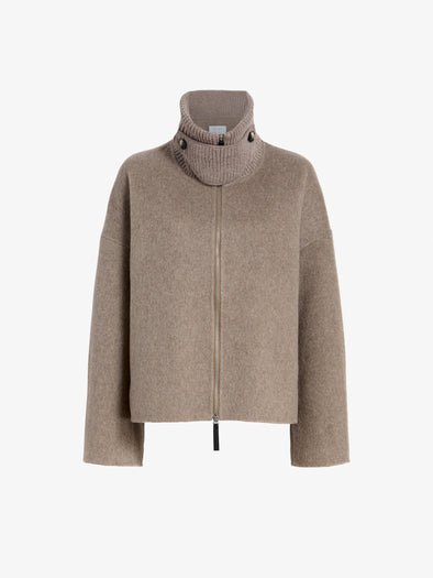 Proenza Schouler still life image of Carina Jacket in Splittable Wool in walnut melange with collar buttoned