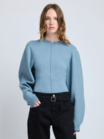 Proenza Schouler Front cropped image of model wearing Carolina Sweater in Souffle Knit in LARK BLUE