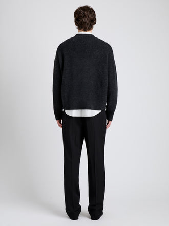 Proenza Schouler Back full length image of model wearing Charles Sweater in Spongy Yak in Charcoal