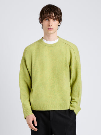 Proenza Schouler Front cropped image of model wearing Charles Sweater in Spongy Yak in Seagrass