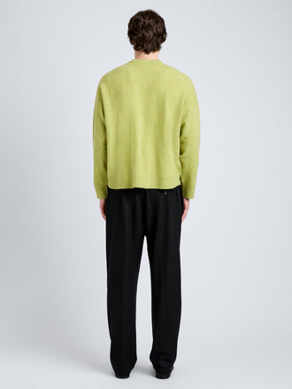 Proenza Schouler Back full length image of model wearing Charles Sweater in Spongy Yak in Seagrass