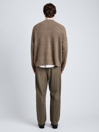 Proenza Schouler Back full length image of model wearing Charles Sweater in Spongy Yak in Taupe