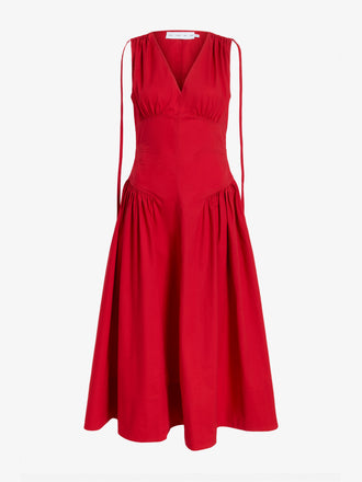 Proenza Schouler Still Life image of Clayton Dress in Poplin in Dark Poppy