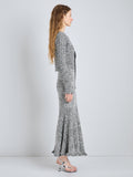 Proenza Schouler Full Length Side Image of model wearing Colette Skirt in Popcorn Slub in Plaster Multi