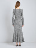 Proenza Schouler Full Length Back Image of model wearing Colette Top in Popcorn Slub in Plaster Multi