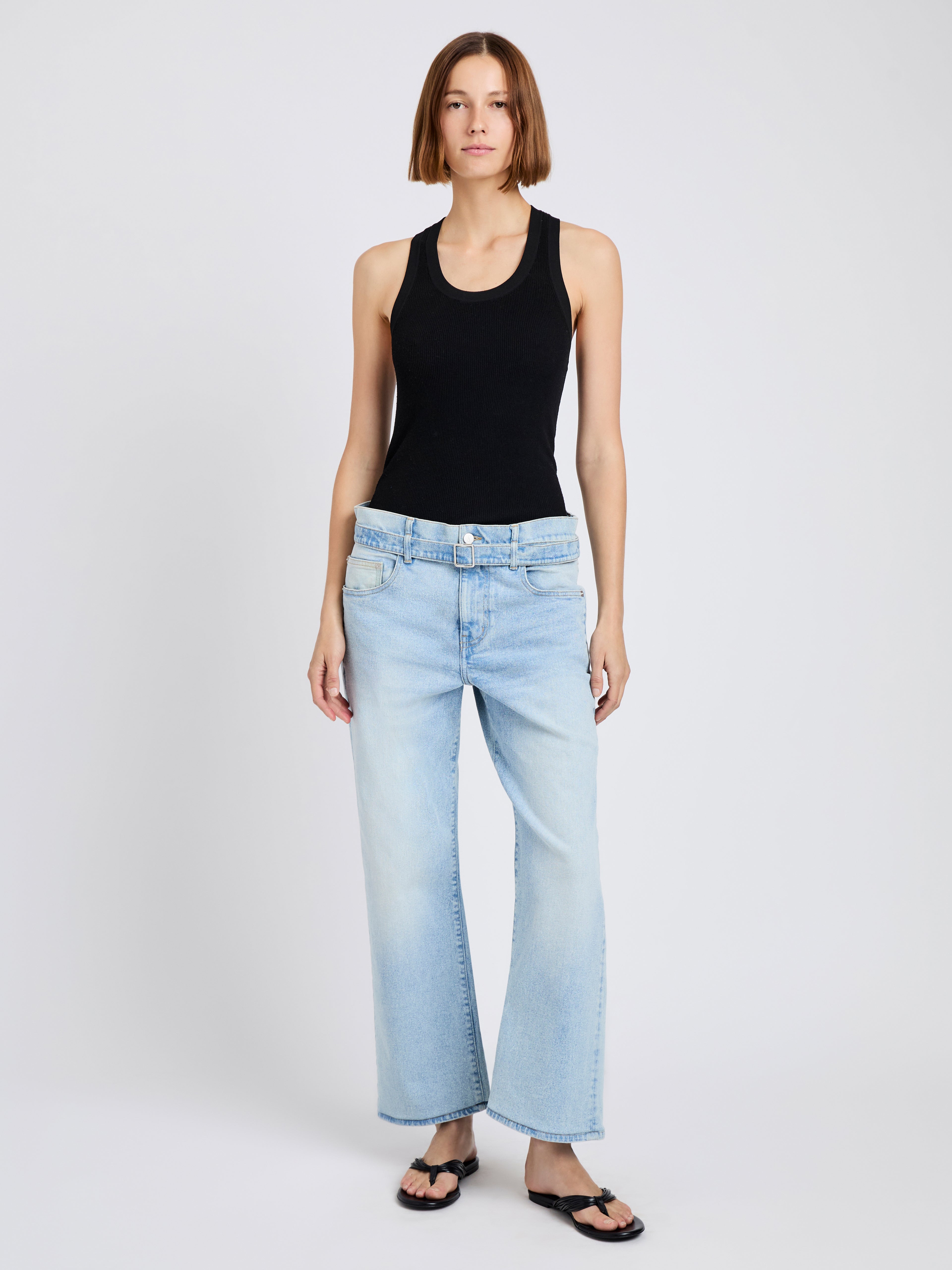 Proenza Schouler デニム シャツ Proenza Schouler White Label Caroline Shirt in Crinkled Crepe