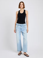 Proenza Schouler front image of model wearing Cropped Ellsworth in light wash