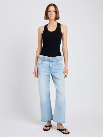 Proenza Schouler front image of model wearing Cropped Ellsworth in light wash