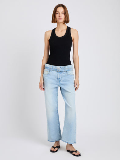 Proenza Schouler front image of model wearing Cropped Ellsworth in light wash