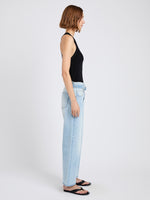 Proenza Schouler side image of model wearing Cropped Ellsworth in light wash