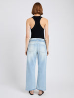 Proenza Schouler back image of model wearing Cropped Ellsworth in light wash