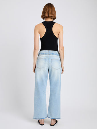 Proenza Schouler back image of model wearing Cropped Ellsworth in light wash