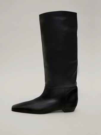 Proenza Schouler Front image of Trap Flat Boot in Nappa in  Black