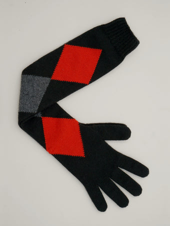 Proenza Schouler Still Life aerial image of Vivian Gloves In Argyle Cashmere Knit in Black Multi