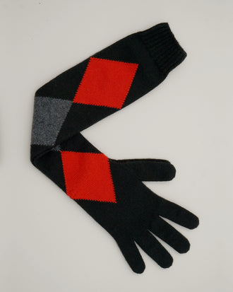 Proenza Schouler Still Life aerial image of Vivian Gloves In Argyle Cashmere Knit in Black Multi