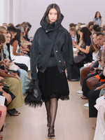 Runway image of model wearing Maxwell Anorak In Nylon Gabardine in black